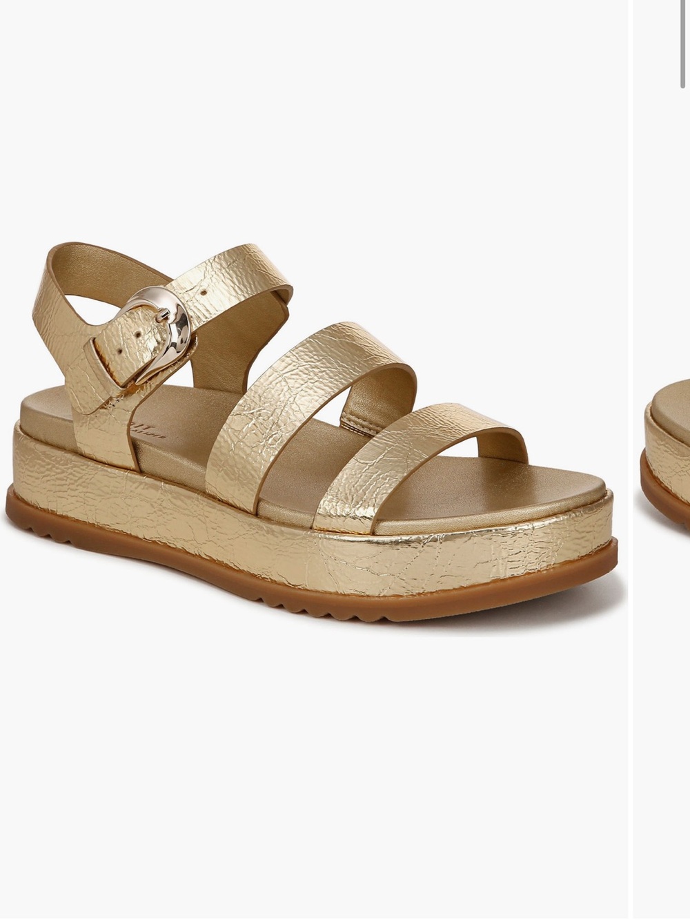 27 EDIT Naturalizer Dark Gold Zizi Retro Chic Platform Strappy Buckle Sandals 8